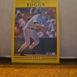 Rare- Double Printed Stats Wade Boggs Fleer 1991 Baseball Trading Card